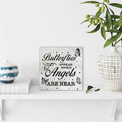 Rustic Religious Sympathy Decor Butterflies Appear When Angels Are Near - color: Angels