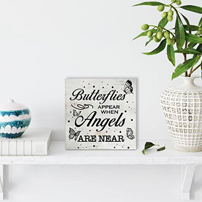 Rustic Religious Sympathy Decor Butterflies Appear When Angels Are Near - color: Angels