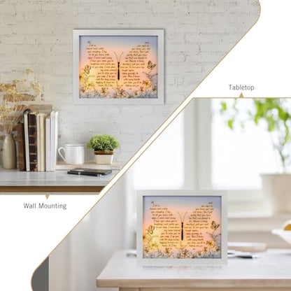 Sympathy Gift LED Memorial Shadow Box Memorial Gifts for Loss of Loved One Mother Mom Dad Father, in Memory of Loved One Gifts - size: As I Sit In Heaven White