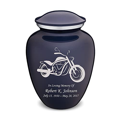 Adult Personalized Motorcycle Cremation Urns for Human Ashes I Large Cobalt Blue Funeral Urn for Men and Women I 200 lbs - color: Cobalt Blue