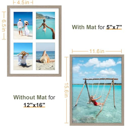 Vittanly 12x16 Collage Picture Frame, Displays 4Pcs 5x7 Photos, Light Taupe - color: Light Taupe, size: 12x16