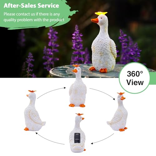 Goodeco Garden Goose with Solar Butterfly Statue - color: Off-white