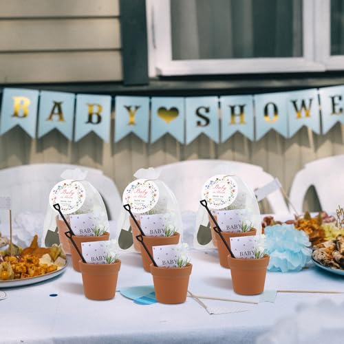 Aneco 48 Sets Baby Shower Party Favors Seed Packet for Guests Include Self Adhesive Seed Envelopes Organza Bags Flowerpot Cards Garden Shovel Flower Bouquet for Spring Shower Gifts(No Seeds) - style: Spring Flowers
