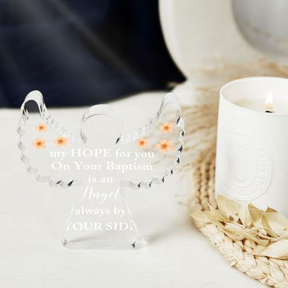 Baby Christening Gifts, Baptism Gifts, First Communion Easter Confirmation Gifts, Angel Acrylic Decor Sign, Baby Blessings Baptism Gifts for Home Living Room Desk Centerpiece Decor - style: 048
