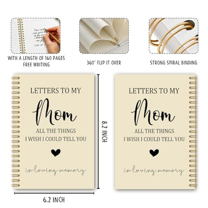 Mom Memorial Gifts Spiral Notebook Journal, Sympathy Bereavement Gifts for Loss of Mother Notebook, Letters to My Mom in Loving Memory Journal, 5.5x8.3 Inches - style: mom