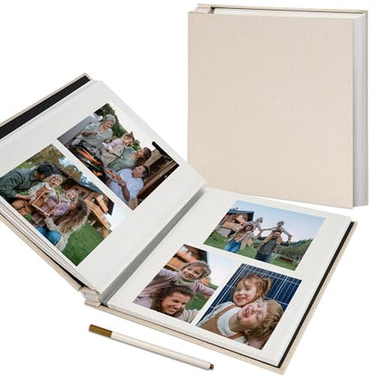 Vienrose Large Photo Album Self Adhesive for 4x6 5x7 8x10 Pictures Scrapbook Album DIY Scrap Book 40 Sticky Pages with A Metallic Pen Beige | Scrapbook Album, 20 Sheets, 4x6 5x7 8x10 Photos, Metallic Pen, DIY Memory Book, Travel Photos, Birthday Gift - co