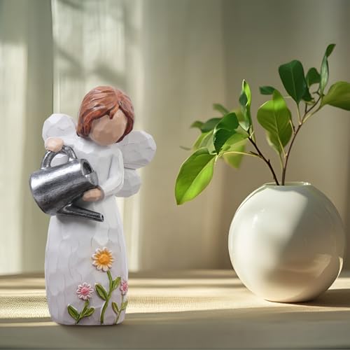 JFHEDY Gardening Gifts for Women, Angel Figurines Guardian Gifts for Women, New Home Gift Ideas, Sculpted Hand-Painted Figurine Angel Figurine