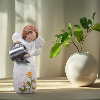 JFHEDY Gardening Gifts for Women, Angel Figurines Guardian Gifts for Women, New Home Gift Ideas, Sculpted Hand-Painted Figurine Angel Figurine