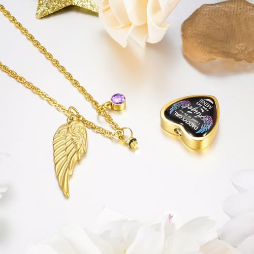 Dletay Heart Urn Necklace for Ashes Birthstones Cremation Jewelry for Ashes Stainless Steel Ash Necklace Memorial Ash Holder - color: Gold-Custom