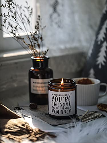 Inspirational Candle Gifts for Women Men,Thank You Gifts,7oz | Appreciation Encouragement Gift for Sister in Law Friend Nurse Wife Girlfriend,Sandalwood Rose Scented,Natural Soy Wax - color: Sometimes You Forget You're Awesome
