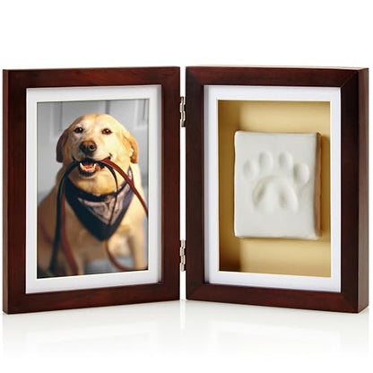 Pearhead Pet Paw Print Memorial Frame with Clay Imprint Kit, Espresso Brown - color: Espresso Clay Print Table Top Frame