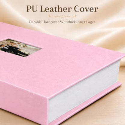 Ruibytree 128 Pockets Instant Mini Photo Album for 2x3 Pictures, Pink | Writing Space, Premium Vegan Leather, Flat-Fit Clear Pocket, Wedding Guest Book for Polaroid 2x3 Photos, Graduation Keepsakes - color: 128 Pocket Pink