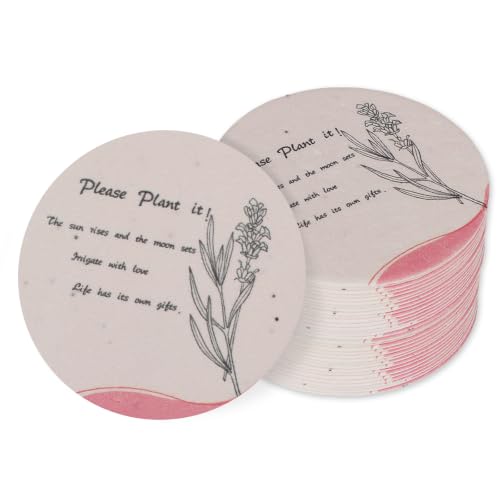 nulala 20Pack Pink Plantable Seed Paper Cards - Sketching Flowers Circular Paper Card with Wildflower Seeds | Wedding Favors for Guests | Wrapping for Gift Box | Celebration of Life - size: P28-2