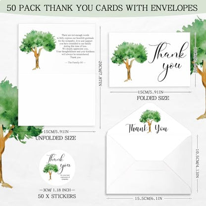 Fumete 50 Set Funeral Thank You Cards, Big Tree - style: Big Tree