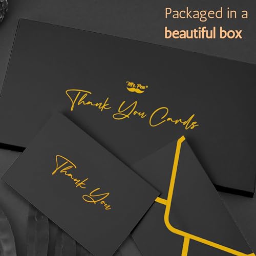 Mr. Pen- Blank Thank You Cards with Envelopes, 20 Pack, 4x6 | Gold Foil Thank You Notes with Envelopes, Black Wedding Thank You Cards Wedding, Thank You Note Cards, Fathers Day Gift - color: Black