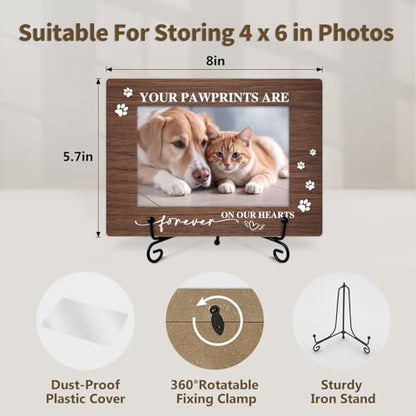 Pet Memorial Frame, Cat Dog Memorial Photo Frame for Pet Owner, Remembrance Gifts Sympathy Gifts for Loss Of Pet Dog Cat, 4x6 Wood Photo Frame, Home Bedroom Office Shelf Table Decor -009