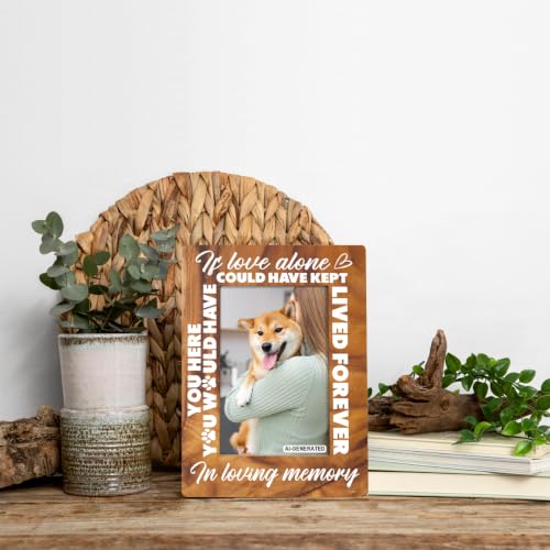 Pet Wood Picture Frame, Pet Memorial Gifts, Dog Cat Memorial Rustic Wooden Photo Frame, If Love Could Have Saved You, You Would Have Lived Forever, Dog Cat Remembrance Wooden Decor, 4 x 6 Inch