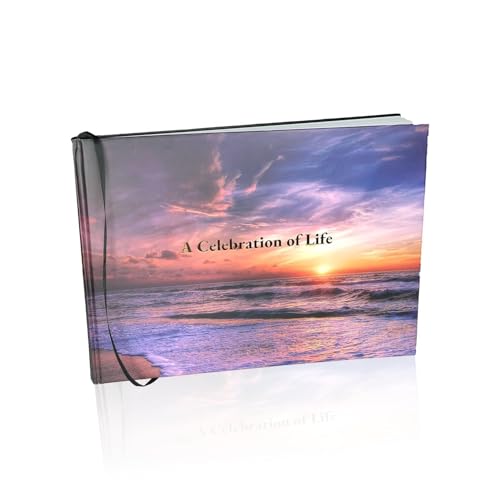 LIFETOO Ocean Funeral Guest Book w/Pen (12" x 8", 400+ Guests), Celebration of Life Guest Books, Memorial Service Guest Book Sign for Funerals | Guest Book for Funeral, Memory Book for Funeral Guest