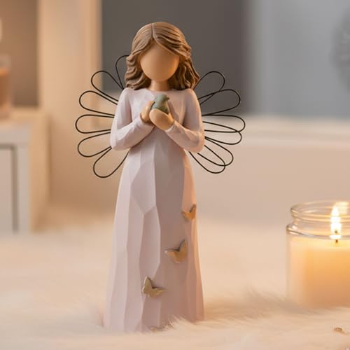 NAN ZAI NAN FANG Guardian Angel Figurine 5.5" Heartfelt Gifts for Mother | Daughter,Sister,Women Friend,Hand-Painted Resin Angel Statue for Home Decor,Hope Encouragement Memorial & Healing - style: Bluebird