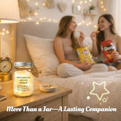 Friendship Gifts for Women - Mason Jar Night Light Unique Birthday Gifts | Unique Birthday Present, Meaningful Appreciation Keepsake, Coworker Farewell, Sentimental 15oz Glass - style: GOOD FRIENDS