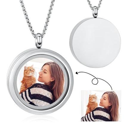 Oinsi Cremation Locket Necklace For Ashes Of Loved One Carry Photo Glass Memorial Urn Jewelry 316L Stainless Steel Keepsake Gifts - color: Glass design