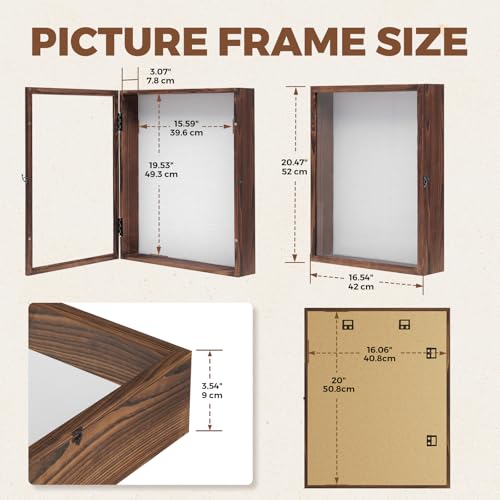 Muzilife 16x20 Large Shadow Box Pine Wood Picture Frame, 3.94 Deep, Brown - color: Brown, size: 16"x20"