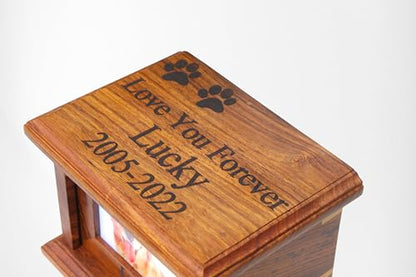 Pet urns for Dogs, Dog urns for Ashes, Wood Pet urn for Cats, Wooden urn for Pet Ashes, Keepsake for Animals, Pet Memorial (Small) - size: Small-With Text