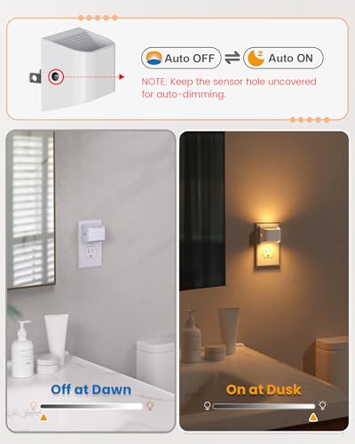 NIORSUN Night Lights Plug Into Wall, 6 Pack, 3000K, Auto On/Off, White - color: White, size: 6 Pack