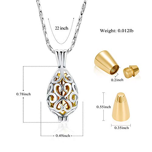 Imrsanl Cremation Jewelry for Ashes - Lotus Flower Ashes Pendant Necklace with Mini Keepsake Urn Memorial Ash Jewelry - color: Teardrop-Gold