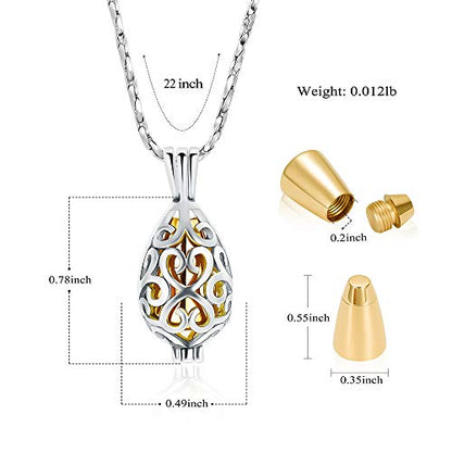 Imrsanl Cremation Jewelry for Ashes - Lotus Flower Ashes Pendant Necklace with Mini Keepsake Urn Memorial Ash Jewelry - color: Teardrop-Gold