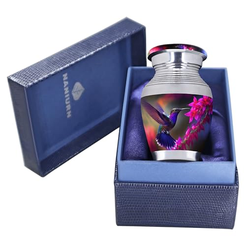 NANIURN Mini Urns for Human Ashes, Purple Hummingbird Ashes Keepsake | Small Cremation Urns for Women and Men, Hummingbird Keepsakes for Ashes, Family Sharing, Cremated Remains, Home Memorial - color: Purple, size: Small / Keepsake