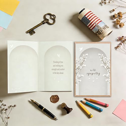Heartfelt Sympathy Card for Friends, Family, or Colleagues - Sent by Daughter, Son, Friend, or Boss, Includes Elegant Envelope and Rose Pattern Gold Sticker - color: QY-42