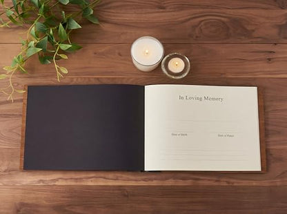 Aspen Studio Funeral Guest Book with Signing Pen in Loving Memory Wooden Funeral Guest Book for Memorial Funeral Service with Signing Pen for Funeral Reception