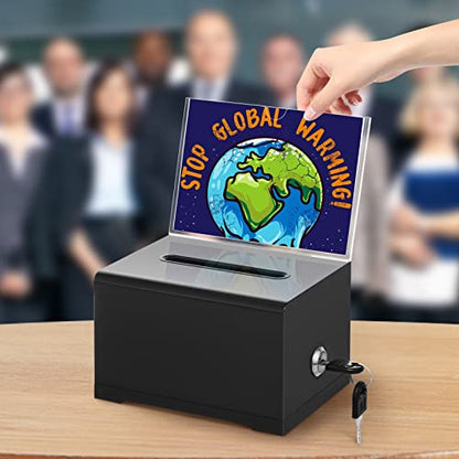 KYODOLED Black Suggestion Box With Lock, Acrylic Donation Box, 3 Pack - color: Black-PS-3P, size: 6.2 x 4.6 x 4 inch