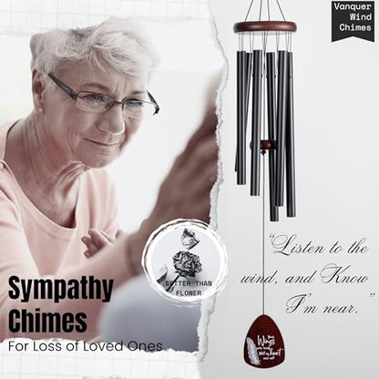 Memorial Wind Chimes for Loss of Loved One, Windchimes in Memory of a Loved One, Sympathy Gift Baskets, Bereavement Condolence Gifts, Memorial Gifts for Loss of Mom, 32" Sympathy Feather, Black - size: 32" Feather