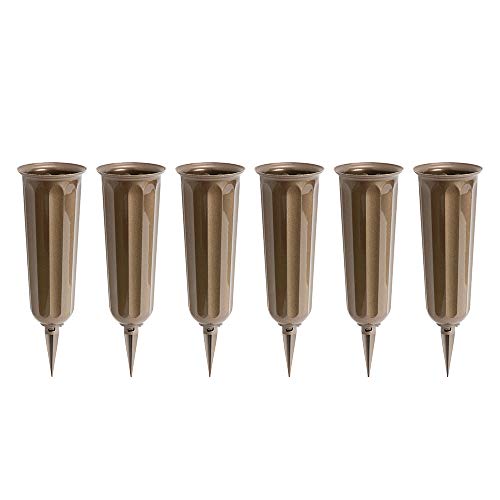 Metallic Bronze Plastic Cemetery Vase, 6-Pack - color: Metallic Bronze