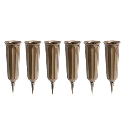 Metallic Bronze Plastic Cemetery Vase, 6-Pack - color: Metallic Bronze