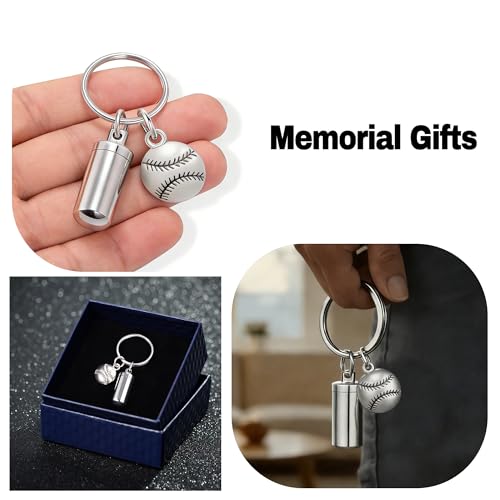 Gredstar Cremation Urn Keychain for Ashes, Cylinder Memorial Keepsake - color: Baseball
