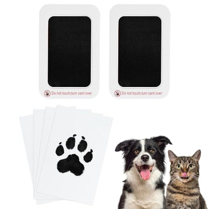 2 Set Paw Print Kit 5.7"x4.1" Paw Print Impression Black | Clean Touch Pet Noses Ink Pads Pet Memorial Keepsake Intended for Dogs/Cats/Footprint/Handprint - color: Black
