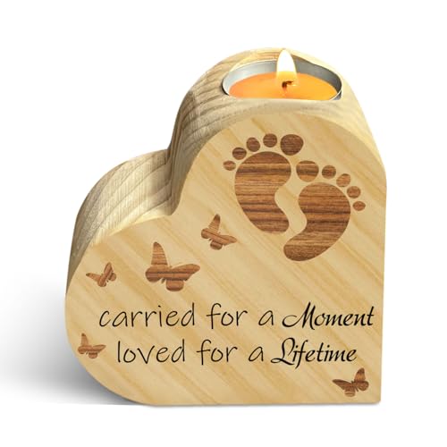 Sympathy Gifts for Loss of Loved One, Miscarriage Gifts for Mothers, Carried for a Moment Wooden Candle Holder, Bereavement Gifts for Loss of Baby Candle Holder Keepsake, Double Sided Printing