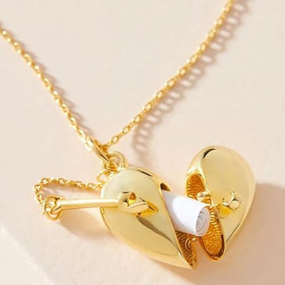 Gold Locket Necklace for Women Vintage, Heart Star Moon Butterfly Angel Holds Picture Photo Oval Locket Pendant Memorial Necklace Personalized Celestial Jewelry Birthday Gifts - style: Arrow & Heart