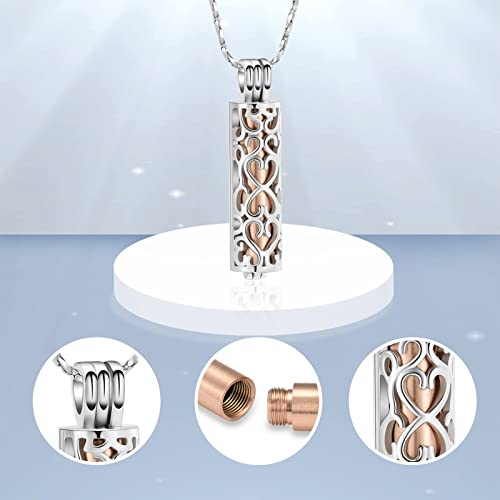 Imrsanl Cylinder Cremation Urn Necklace for Ashes of Loved One - color: Rose Gold