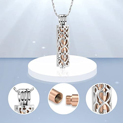 Imrsanl Cylinder Cremation Urn Necklace for Ashes of Loved One - color: Rose Gold