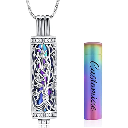 Urn Necklace for Ashes with Hollow Vial Cylinder Cremation Jewelry for Ashes Tree of Life Memorial Jewelry Gifts for Women Ashes Necklace Lockets Ashes Holder for Men Pet - color: Customize