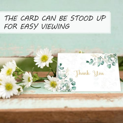 100PK Thank You Cards With Envelopes Bulk: 4x6 Blank Thank You Notes & Stickers Baby Shower Wedding Small Business - Floral Leaves Teacher Appreciation Gift for Graduation Kids Birthday Bridal (100 PACK)