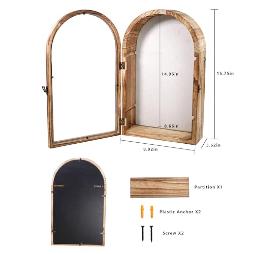 Shadow Box Frame with Clear Acrylic Door, Removable Shelves & Linen Back - Large Display Case Picture Frame for Wall or Tabletop - Memory Box for Wedding Bouquet, Photos, Medals, Memorabilia