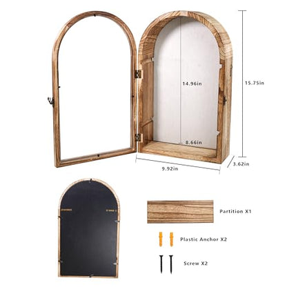 Shadow Box Frame with Clear Acrylic Door, Removable Shelves & Linen Back - Large Display Case Picture Frame for Wall or Tabletop - Memory Box for Wedding Bouquet, Photos, Medals, Memorabilia
