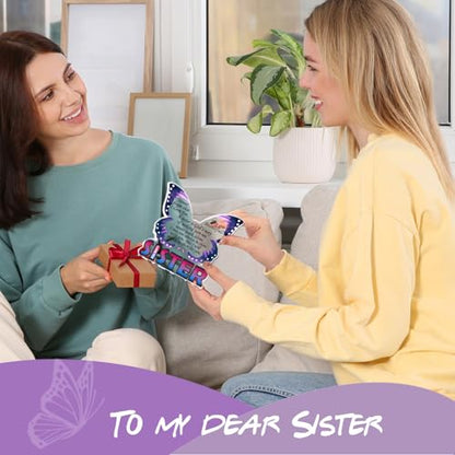 Sisters Birthday Gifts from Sister, Unique Big Sister Gifts for Christmas, Best Sister Ever Gift Ideas, Thank You Gifts for Bonus Sister In Law, Butterfly Desk Decor Acrylic Plaque Sign - style: Sister