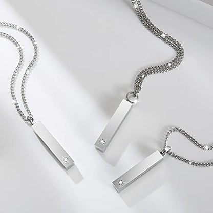 Crystal Black Cremation Jewelry for Ashes Silver Urn Necklace for Ashes, Birthstone Cube Urns Memorial Ashes Necklace Pendant Keepsake, Cremation Urn Jewelry Bar Locket With CZ - style: 3 Pack silver urn necklace