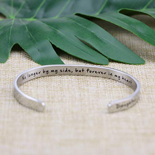 Memorial Gifts for Loss of Mom Dad In Memory of Jewelry Sympathy Bracelet | Bereavement Cuff Secret Message Engraved Grief Gifts for Women - style: Daughter Memorial-No longer by my side